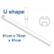 6103 Shower Rail U shape in White  91cm x 76cm x 91cm 